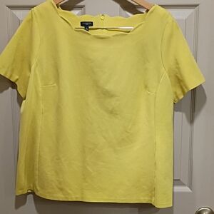 Talbots Yellow Scalloped Collar Short Sleeve Plus Size Top 1x NWOT Women's